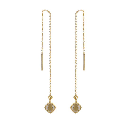 Hamsa charm threader earrings in gold plated 925 sterling silver