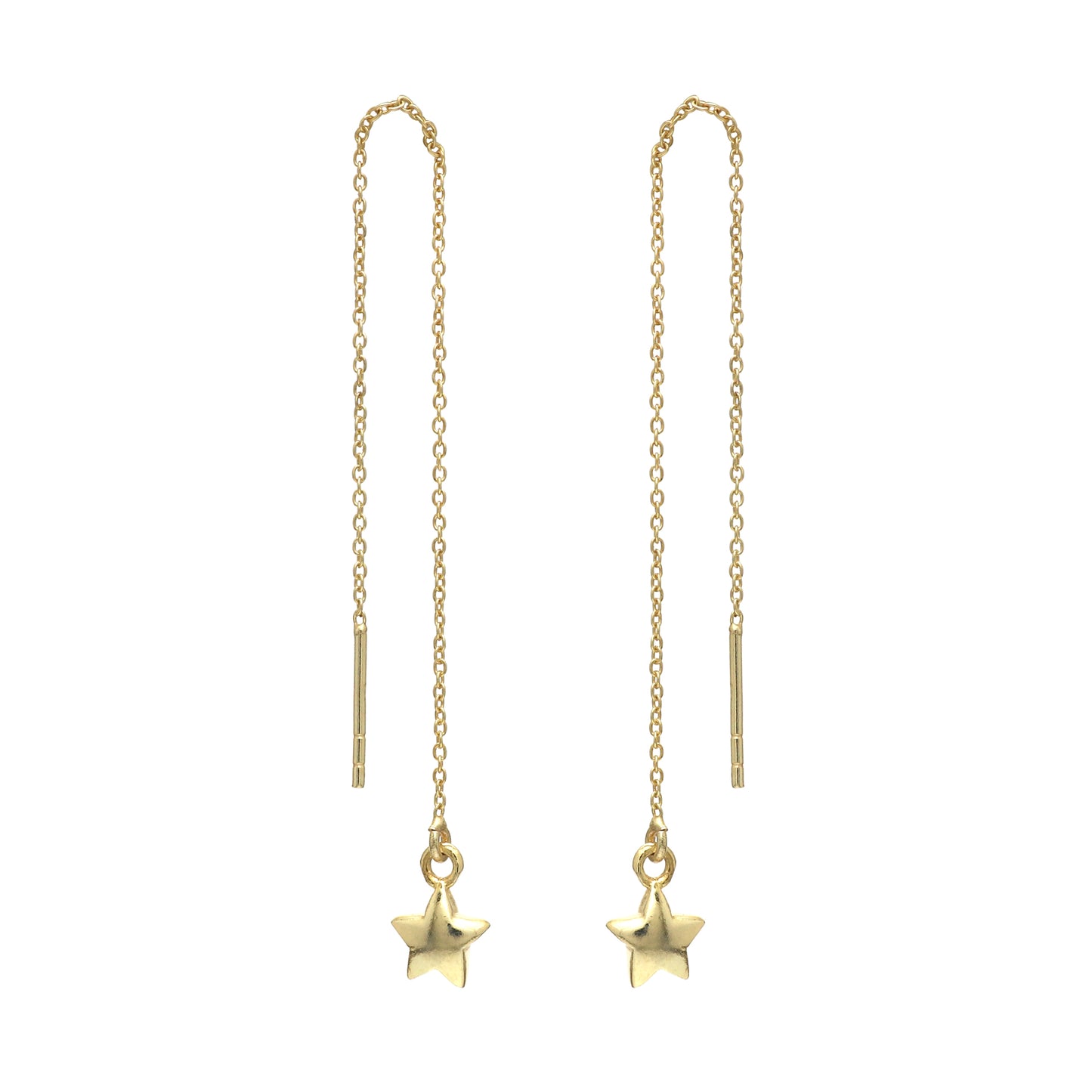 Minimal Star charm threader earrings in gold plated 925 sterling silver for everyday wear