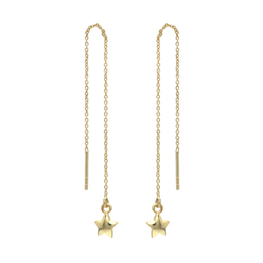 Minimal Star charm threader earrings in gold plated 925 sterling silver for everyday wear