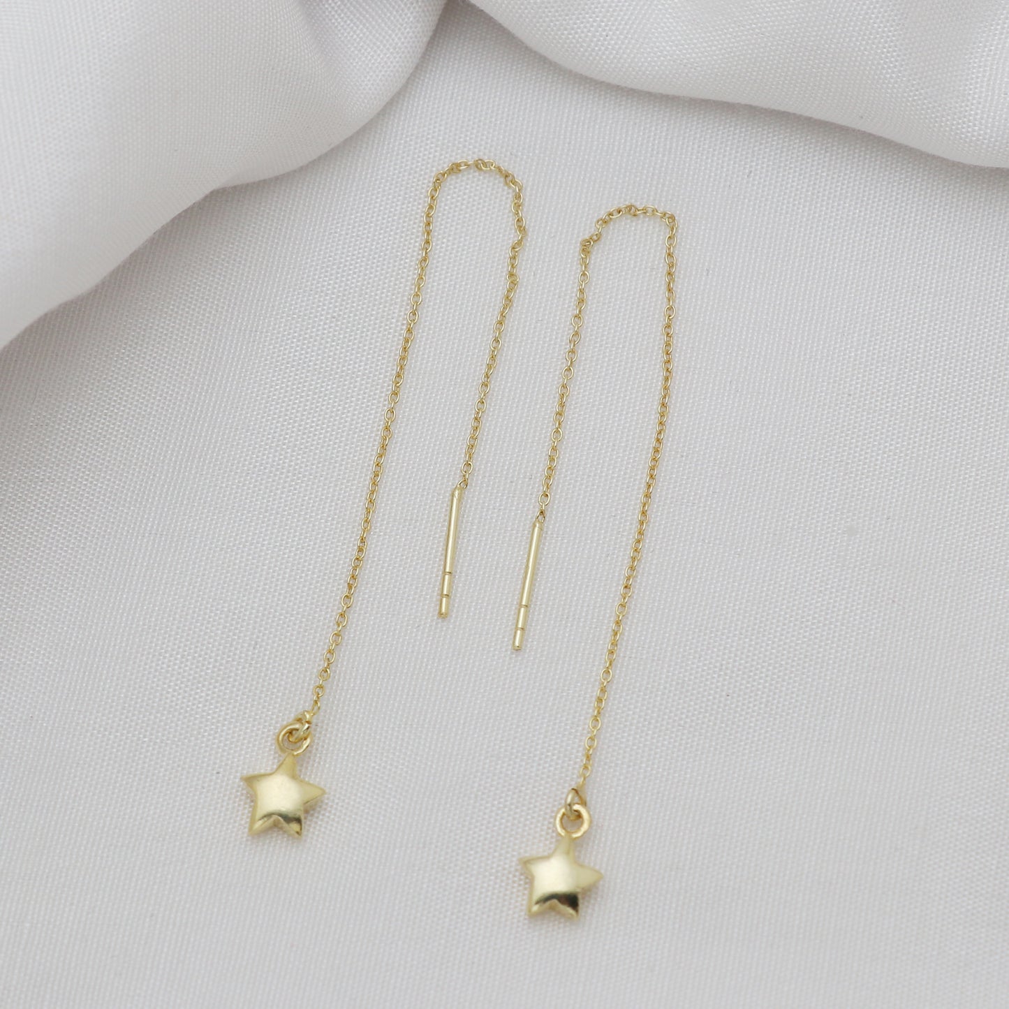 Minimal Star charm threader earrings in gold plated 925 sterling silver for everyday wear