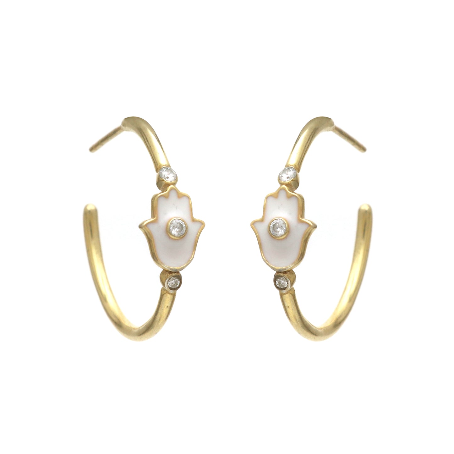 Spiritual Hamsa 25mm Hoop earrings in gold plated 925 sterling silver