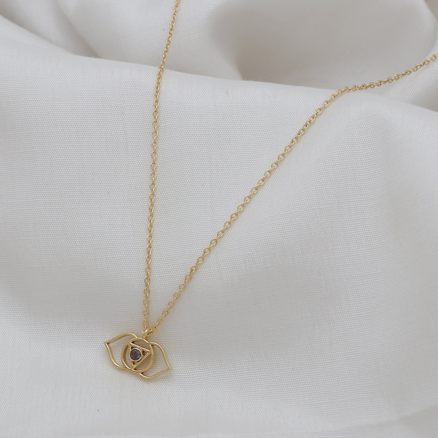 Ajna Third Eye Chakra Charm necklace with Iolite gemstone