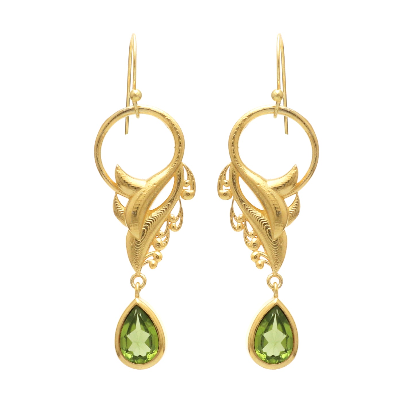 Gold plated 925 sterling silver earrings with peridot gemstone