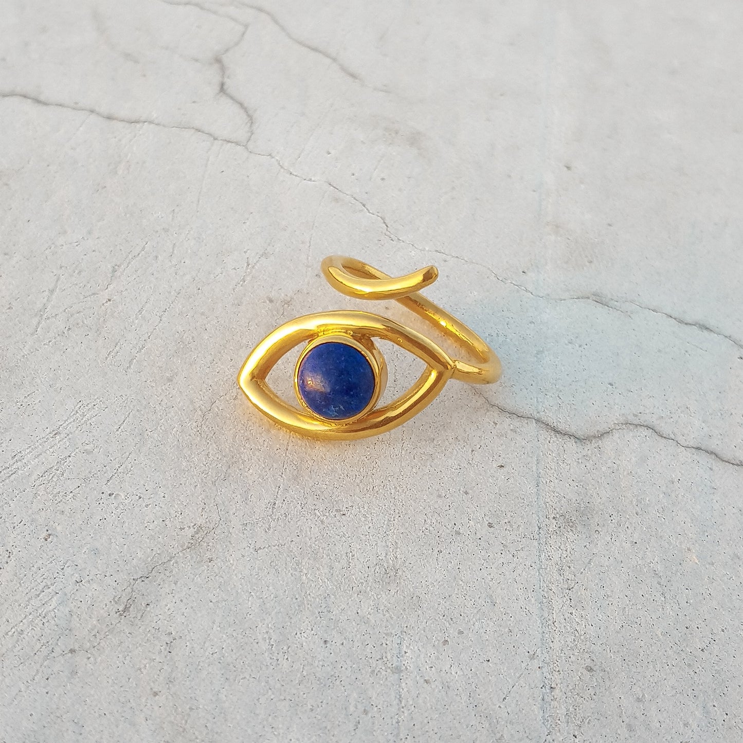Adjustable Evil Eye ring with Turquoise gemstone