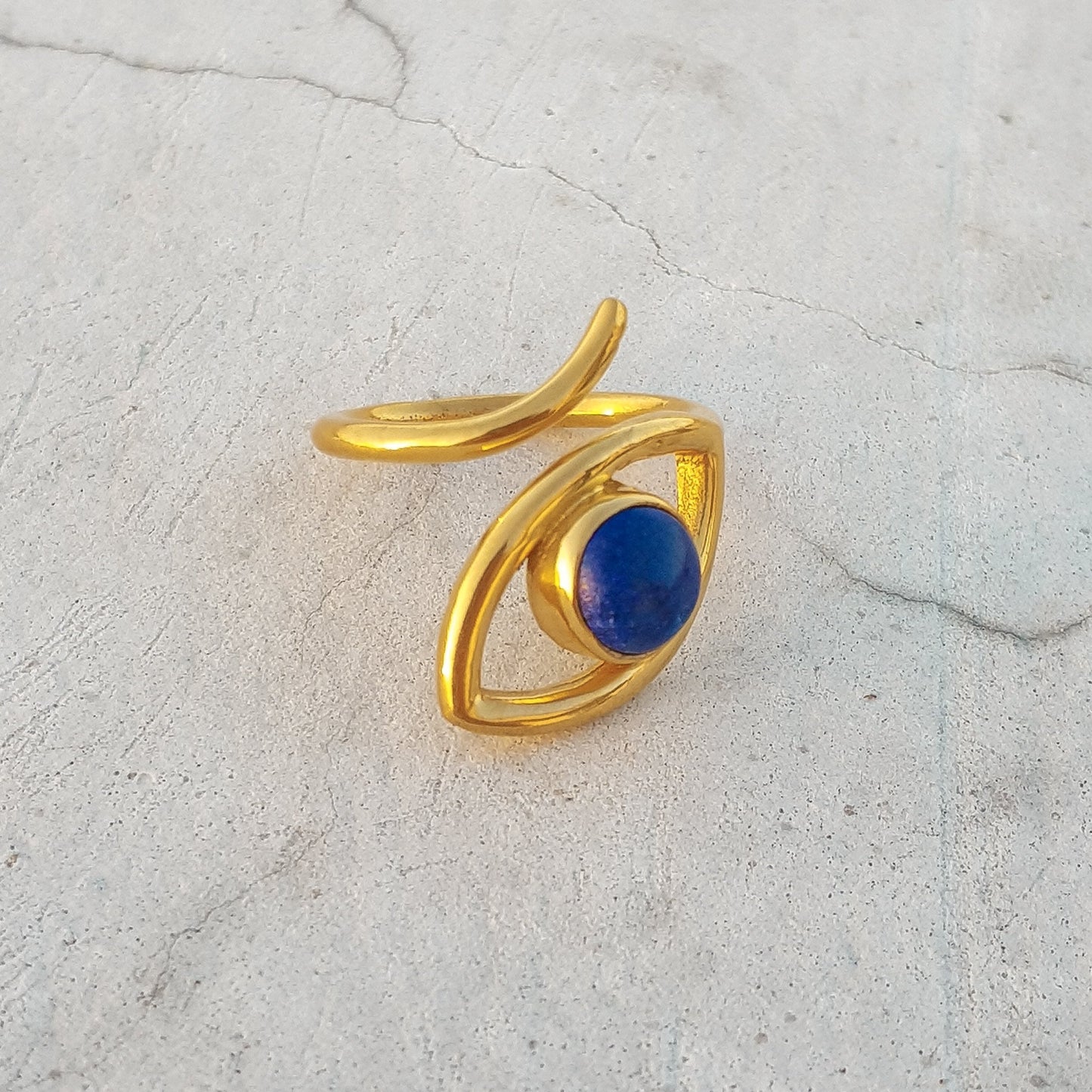 Adjustable Evil Eye ring with Turquoise gemstone
