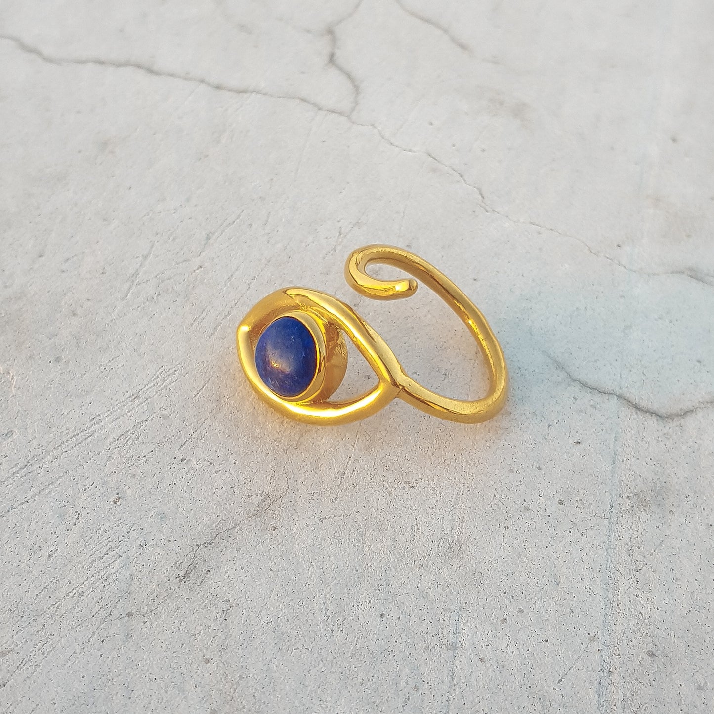 Adjustable Evil Eye ring with Turquoise gemstone