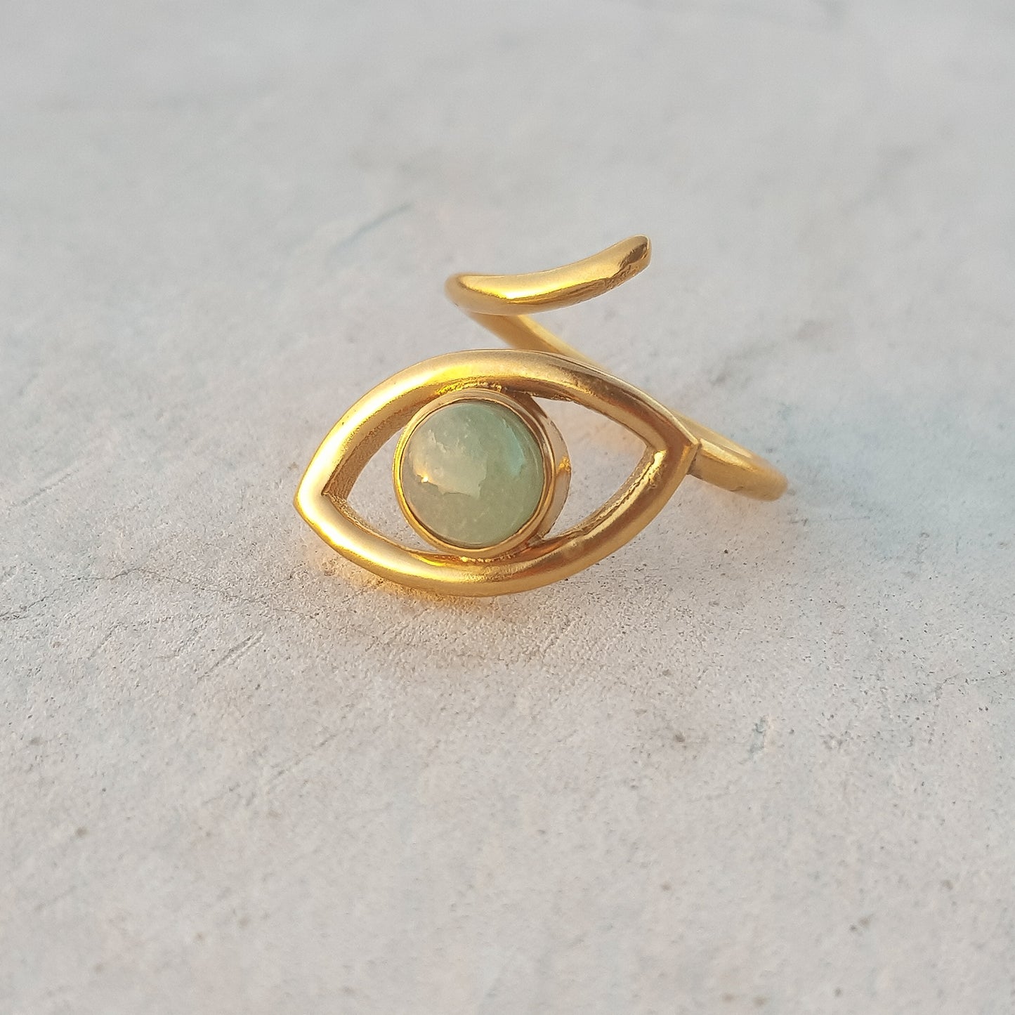 Adjustable Evil Eye ring with Turquoise gemstone