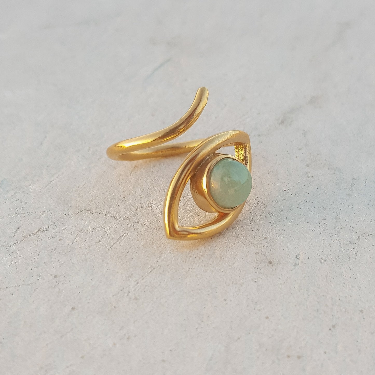 Adjustable Evil Eye ring with Turquoise gemstone