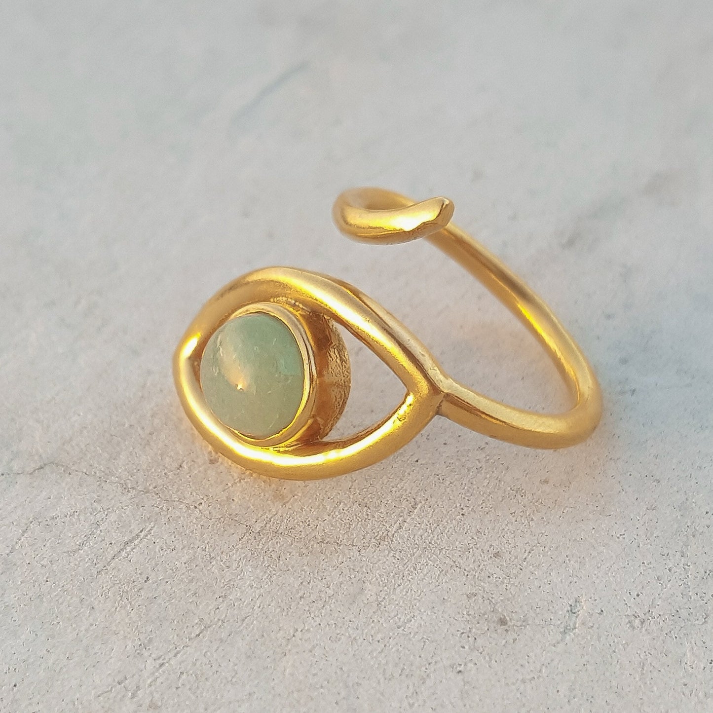 Adjustable Evil Eye ring with Turquoise gemstone