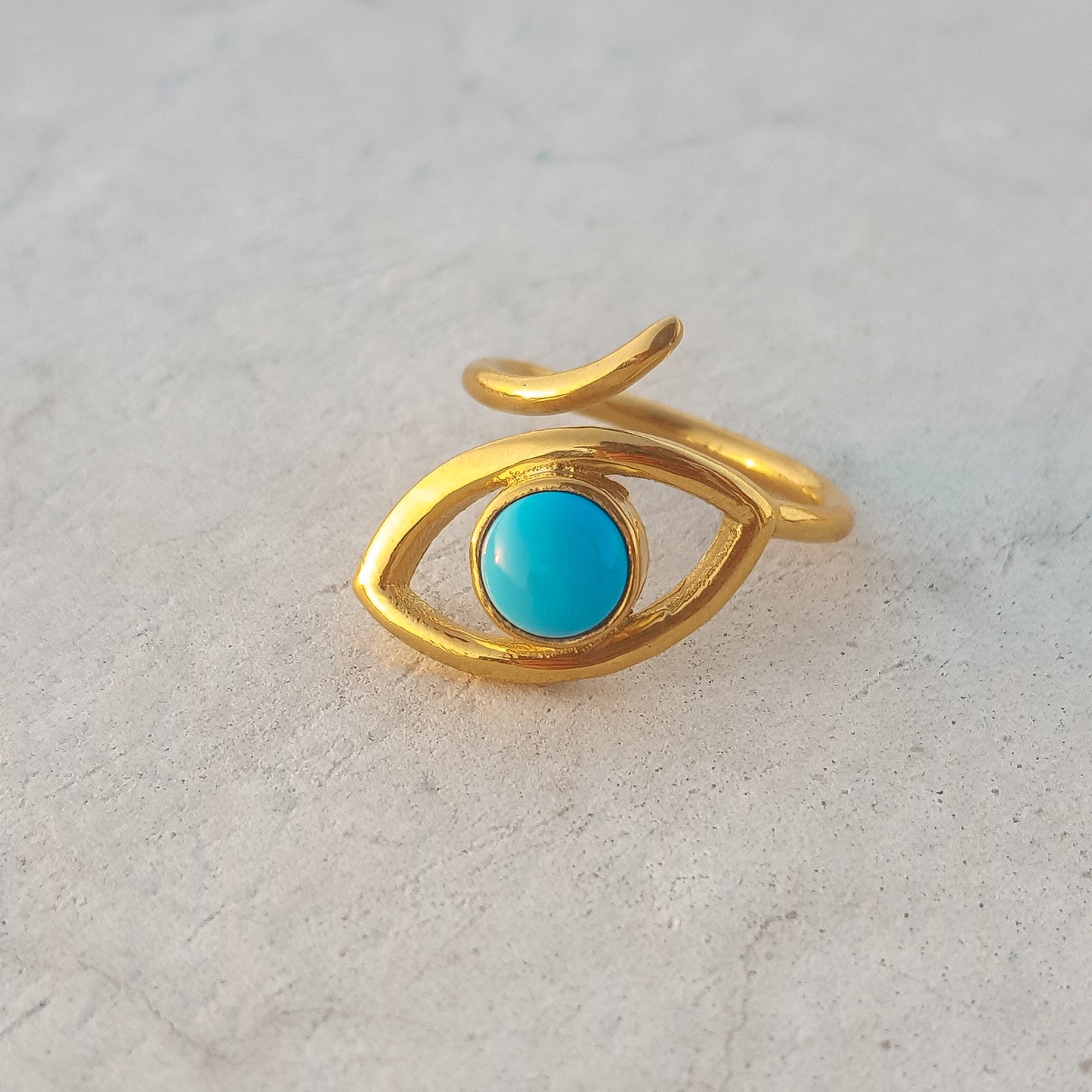 Adjustable Evil Eye ring with Turquoise gemstone