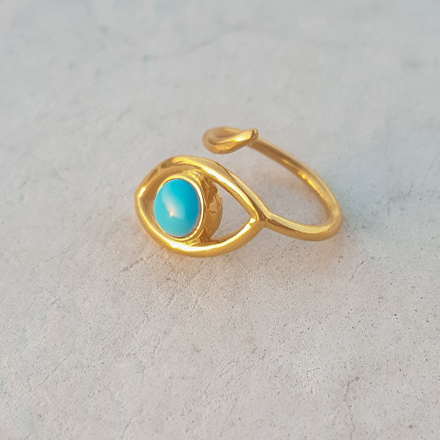 Adjustable Evil Eye ring with Turquoise gemstone