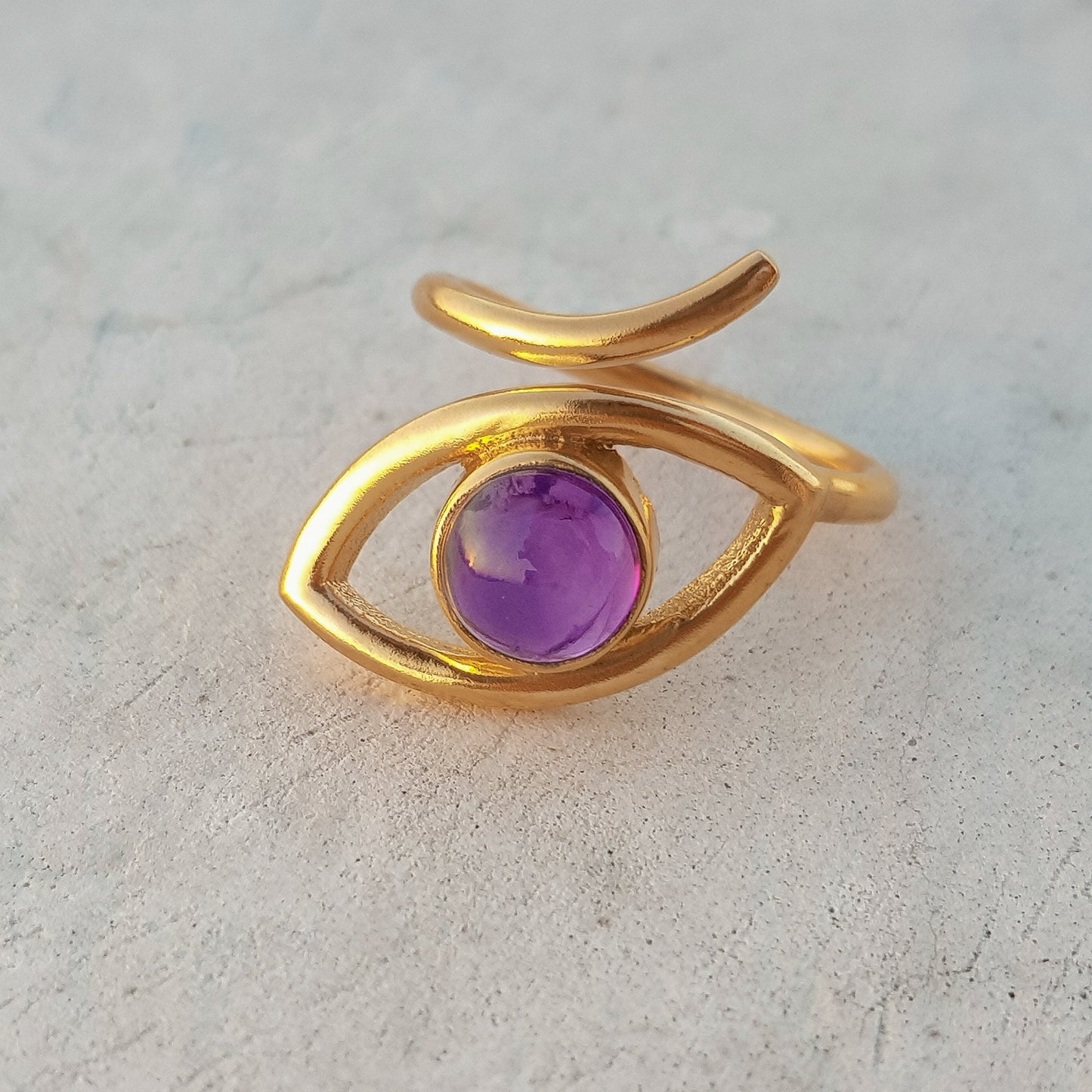Adjustable Evil Eye ring with Turquoise gemstone