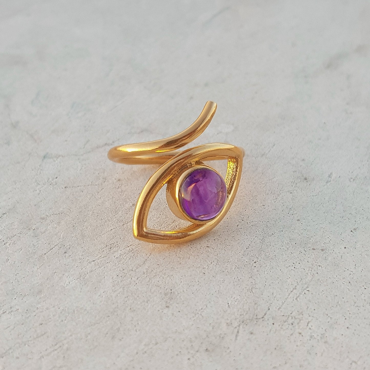 Adjustable Evil Eye ring with Turquoise gemstone
