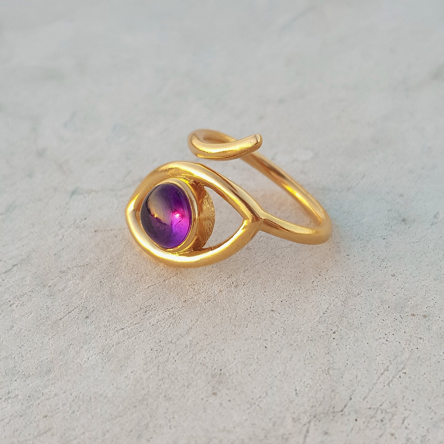 Adjustable Evil Eye ring with Turquoise gemstone