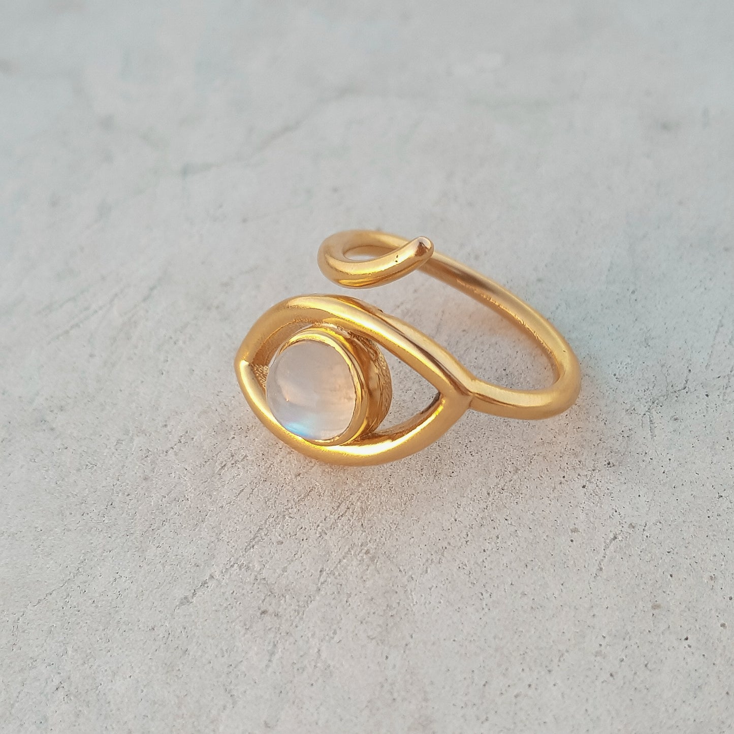 Adjustable Evil Eye ring with Turquoise gemstone
