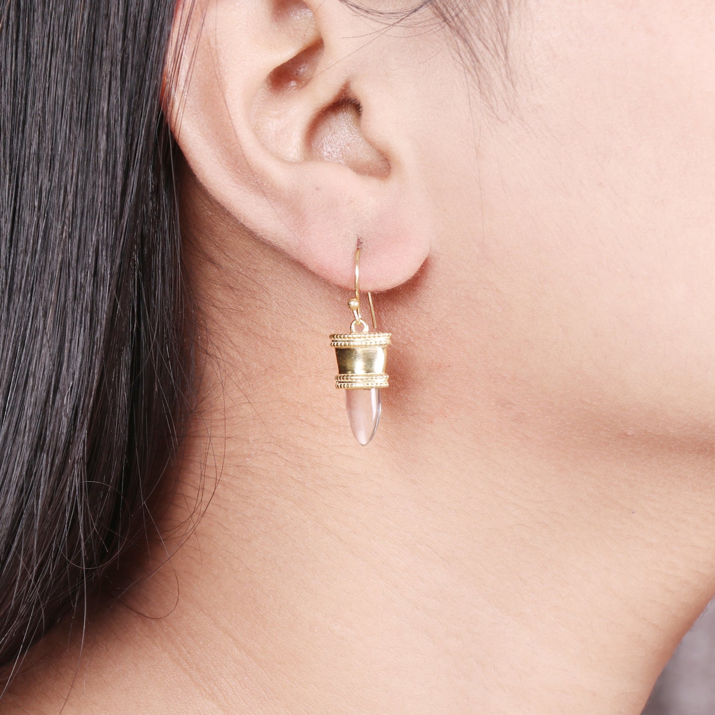 Gold plated 925 sterling silver earrings with crystal gemstone