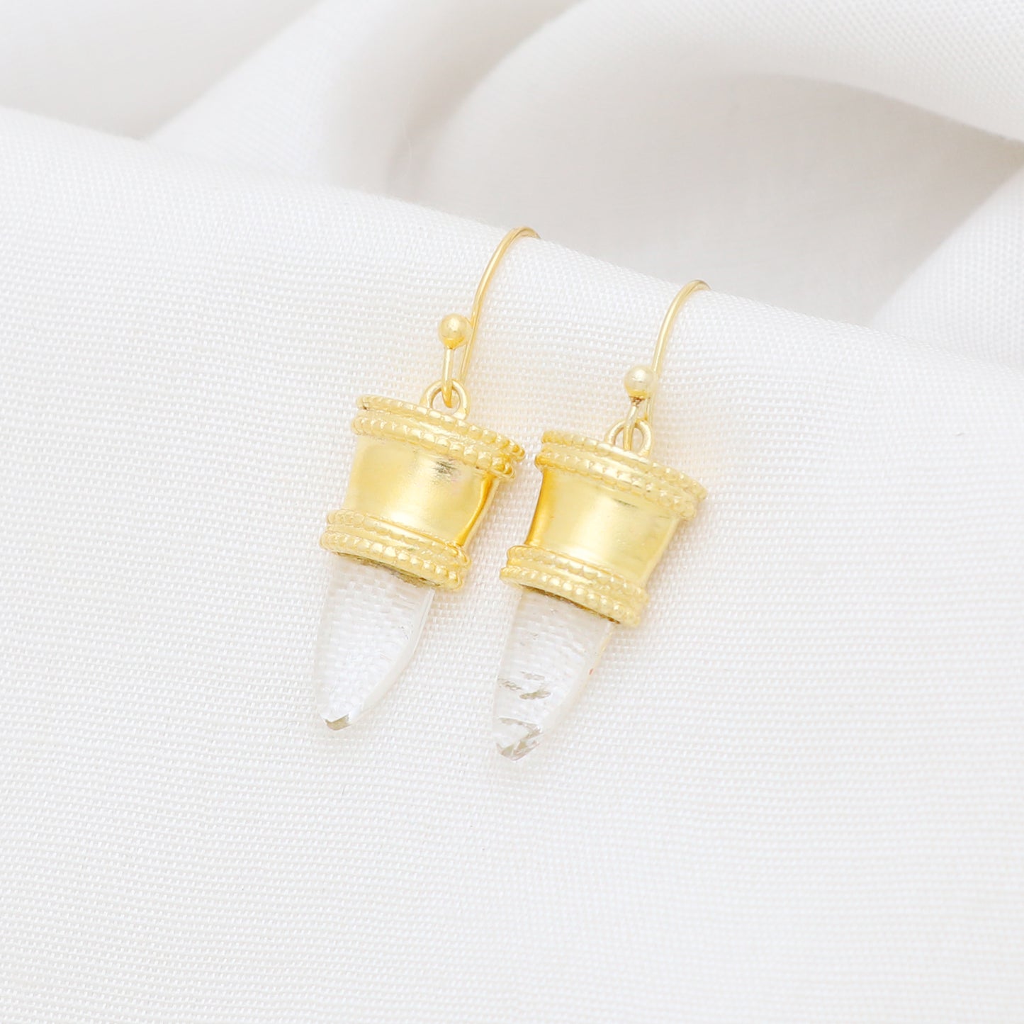 Gold plated 925 sterling silver earrings with crystal gemstone