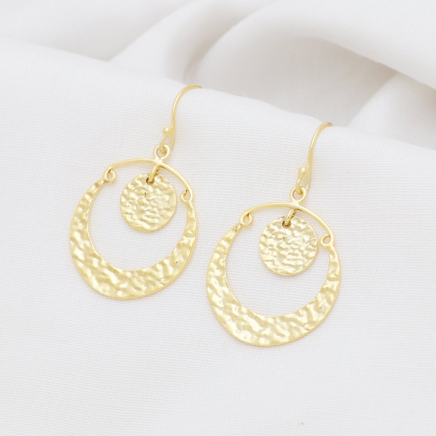 Gold plated 925 sterling silver textured earrings
