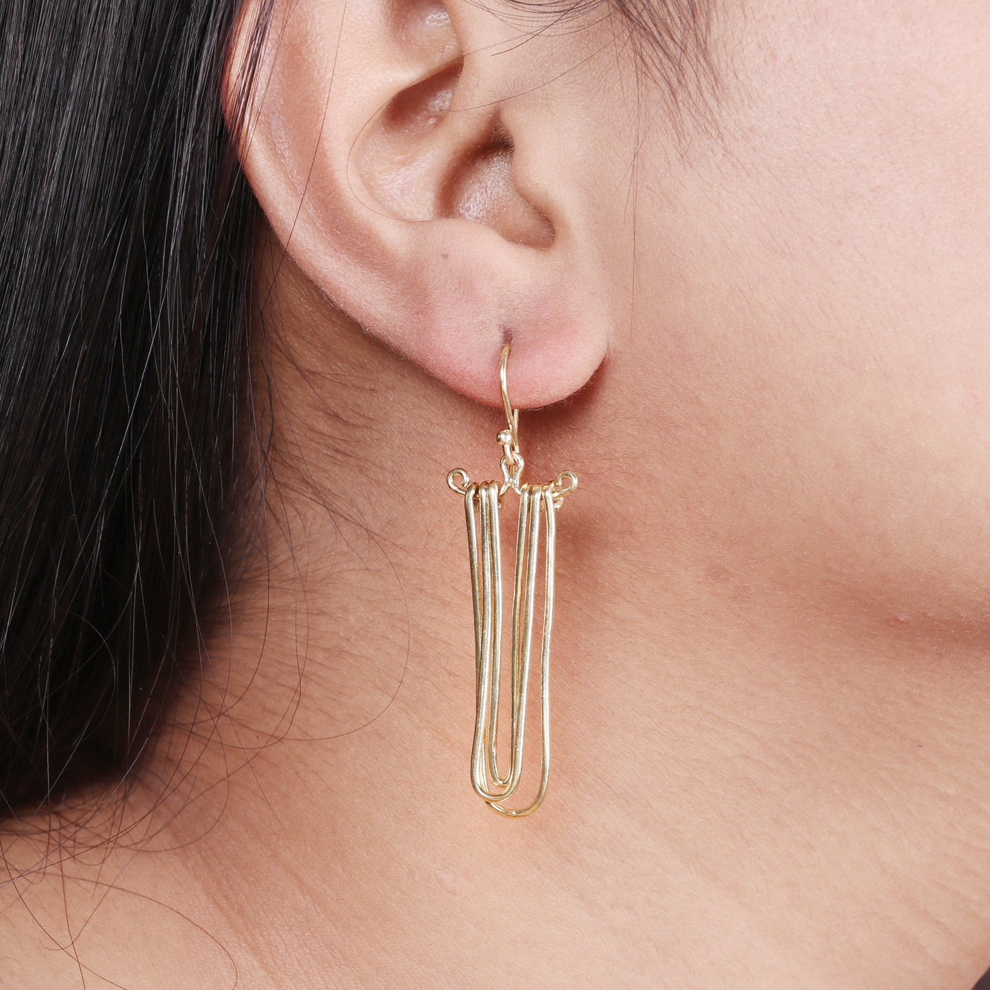 Gold plated 925 sterling silver dangler earrings