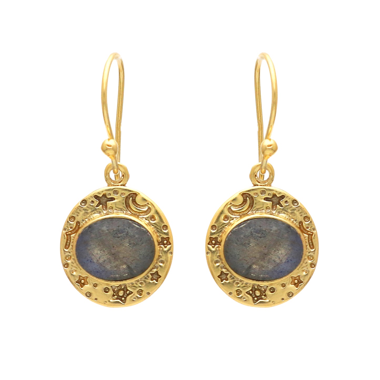 Gold plated 925 sterling silver earrings with labradorite gemstone