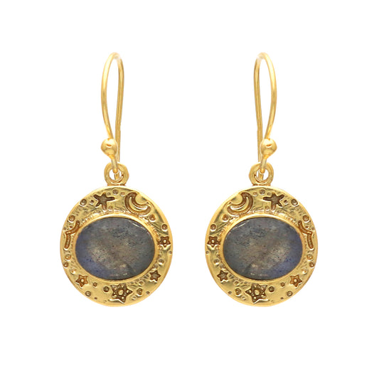 Gold plated 925 sterling silver earrings with labradorite gemstone