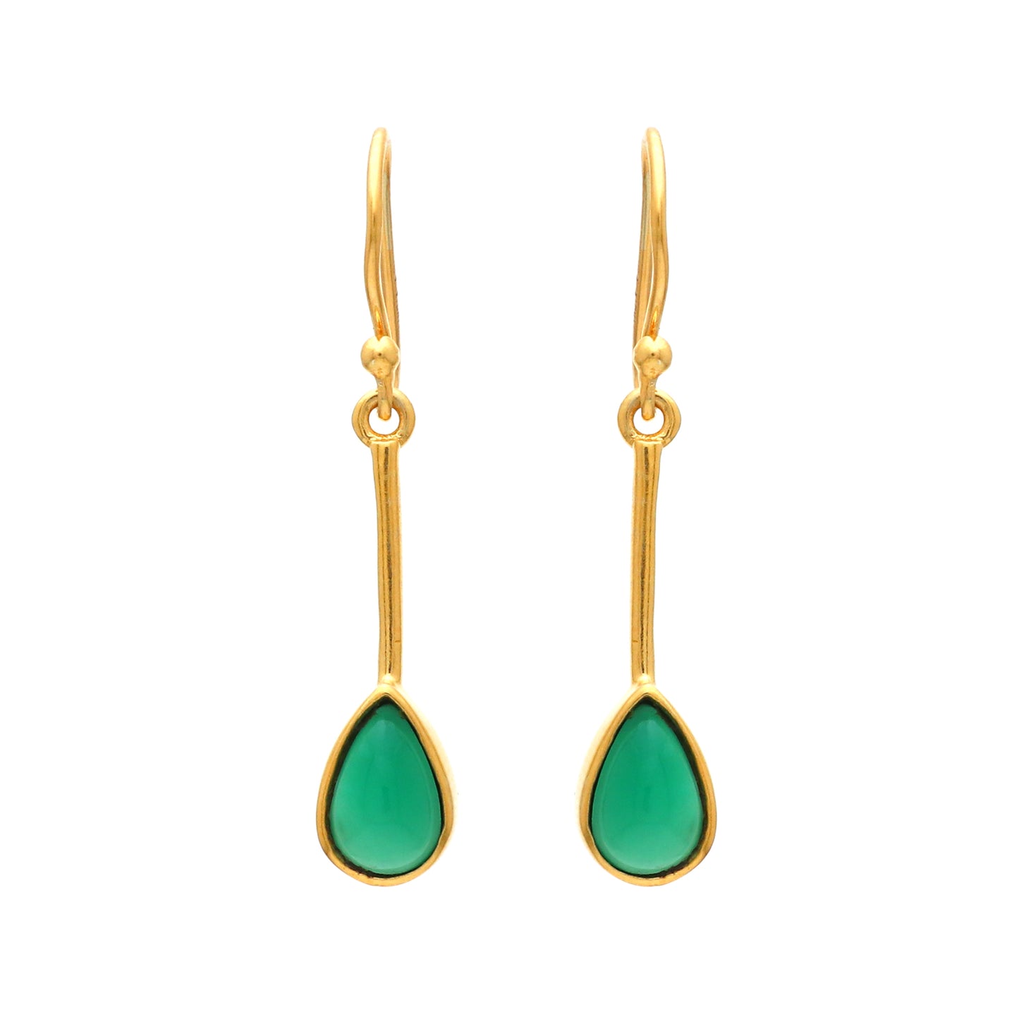 Gold plated 925 sterling silver earrings with green onyx gemstone