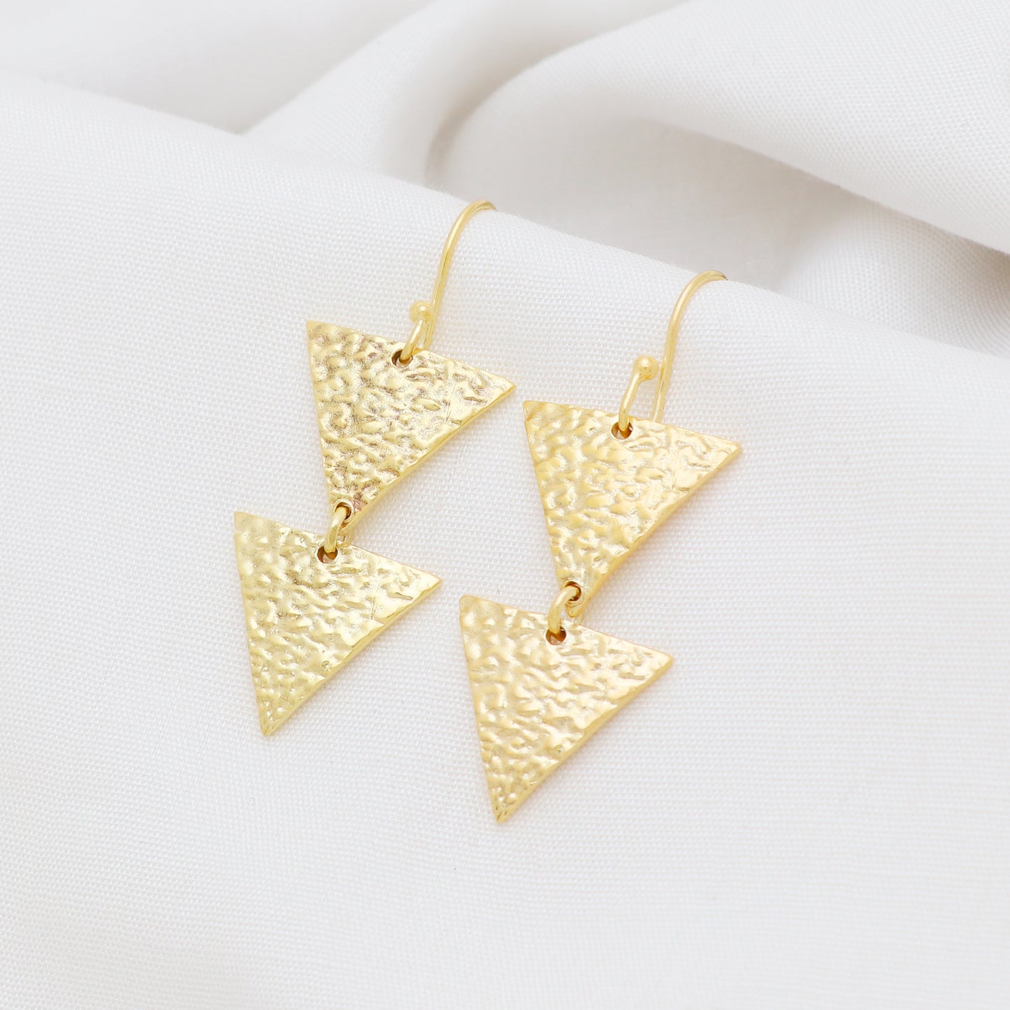 Gold plated 925 sterling silver textured earrings