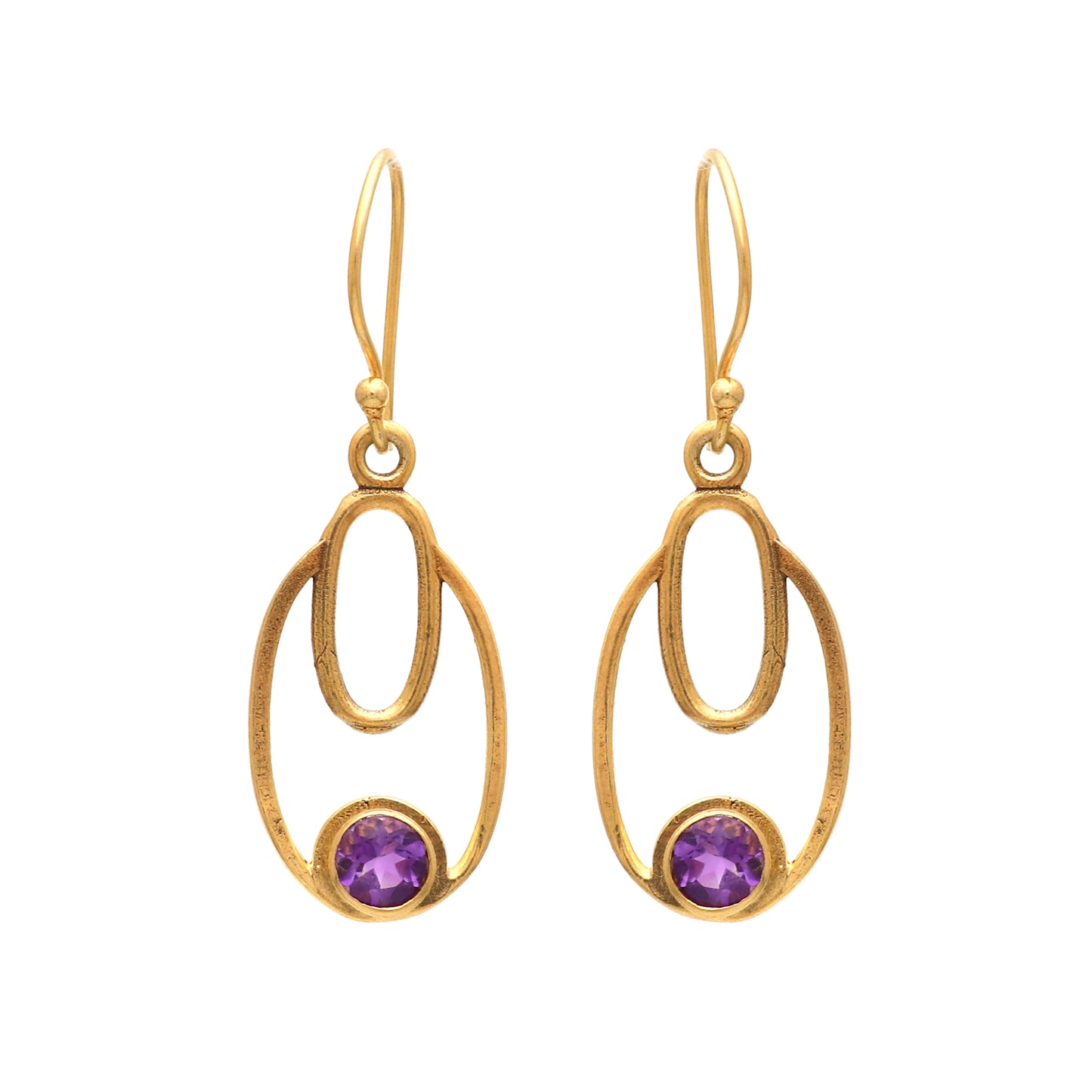 Gold plated 925 sterling silver earrings with amethyst gemstone