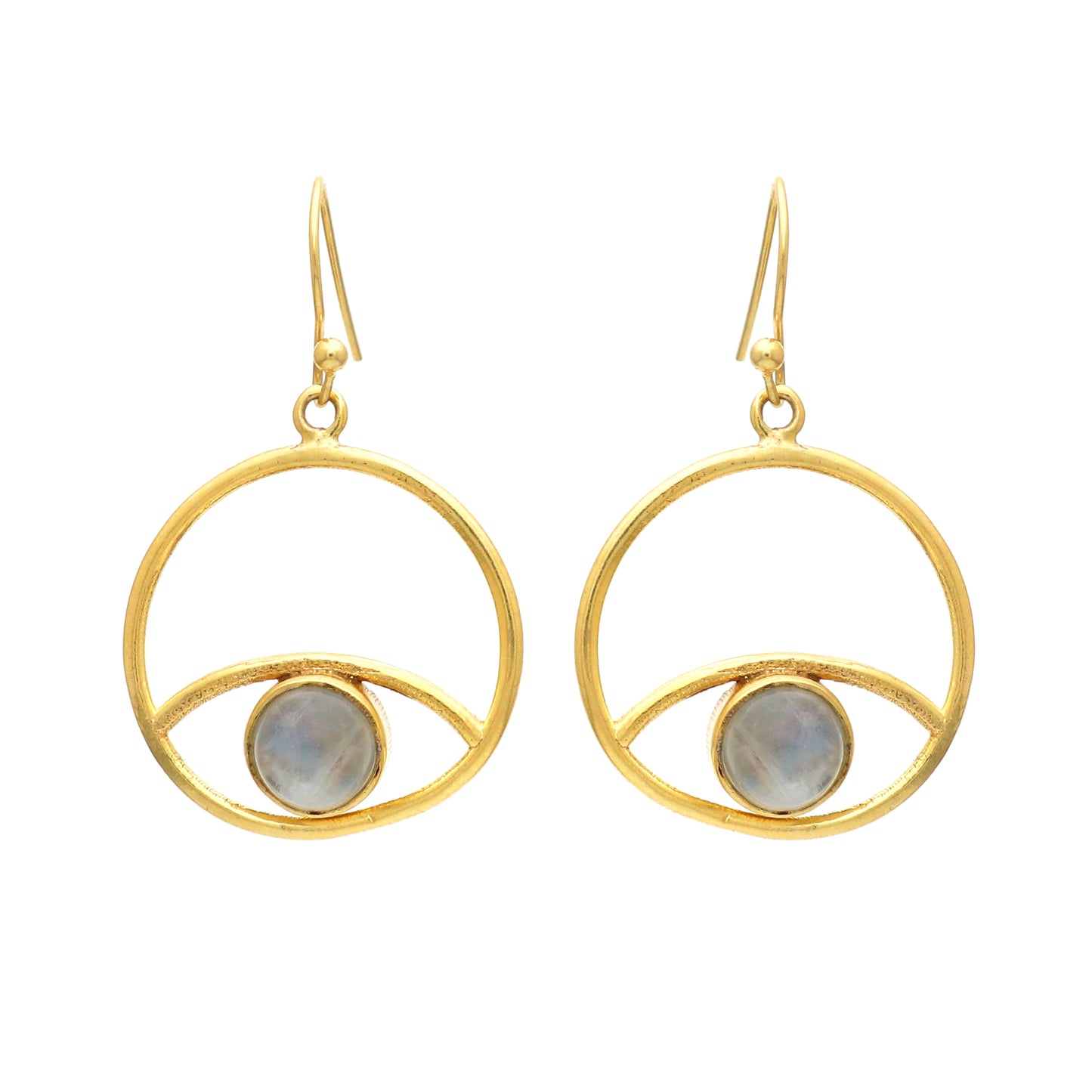 Gold plated 925 sterling silver earrings with rainbow moonstone gemstone