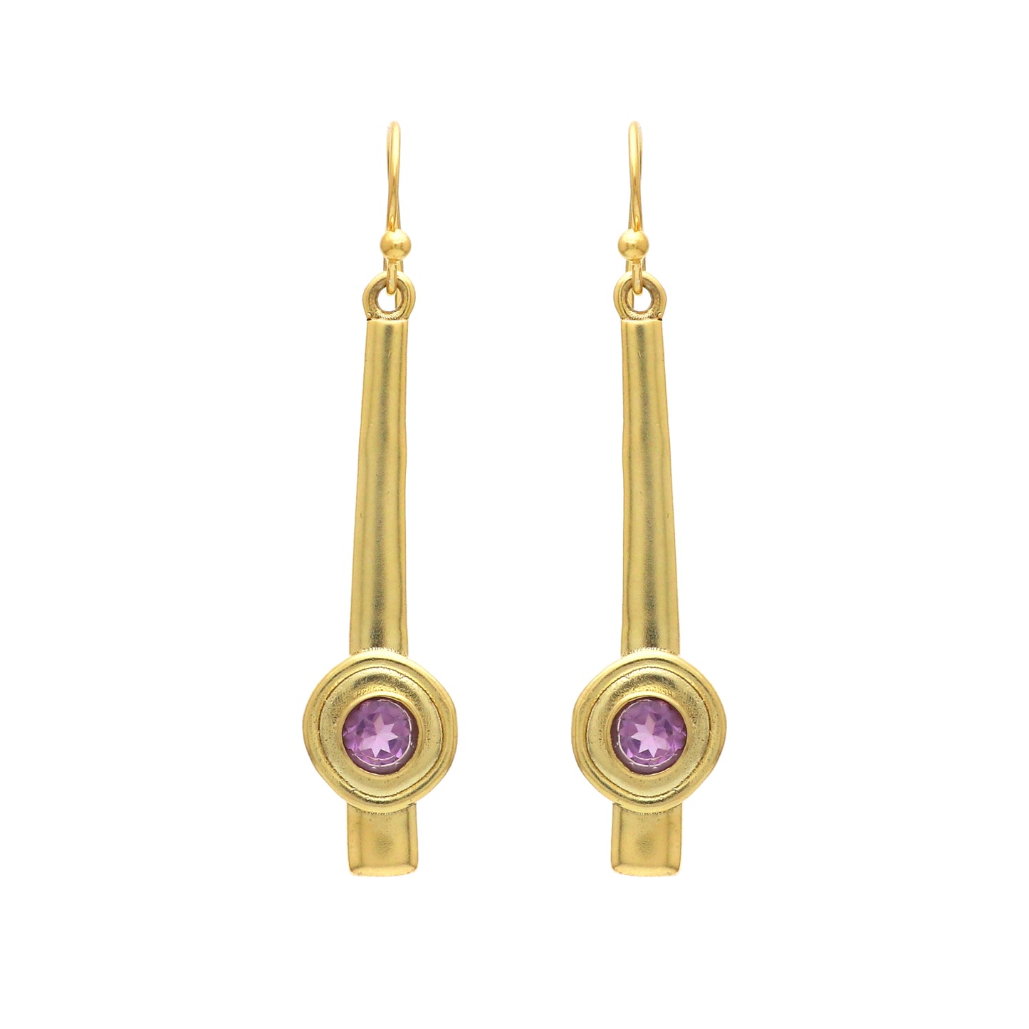 Gold plated 925 sterling silver earrings with amethyst gemstone