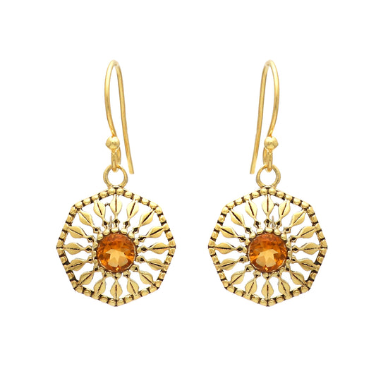 Citrine earring in gold plated 925 sterling silver