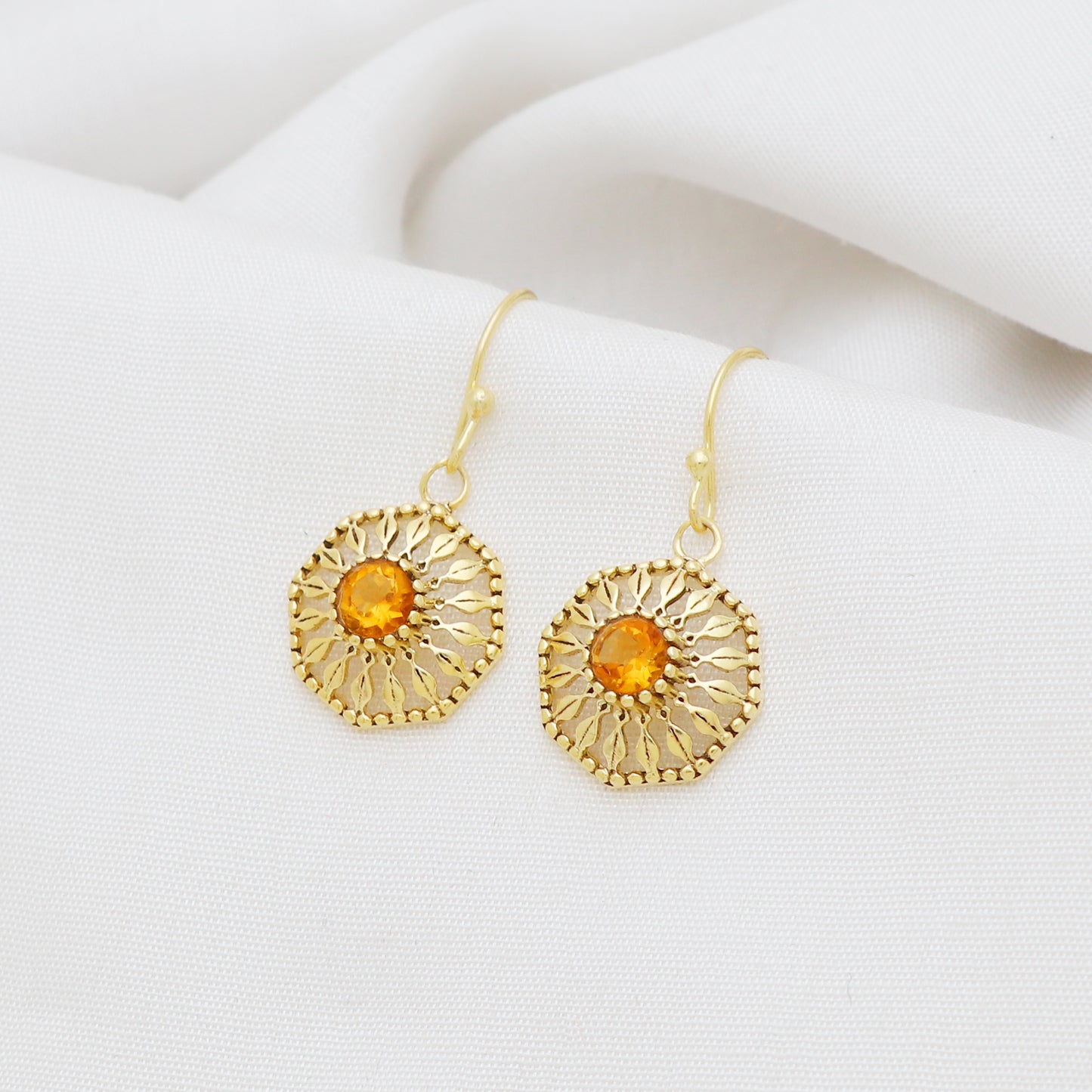 Citrine earring in gold plated 925 sterling silver