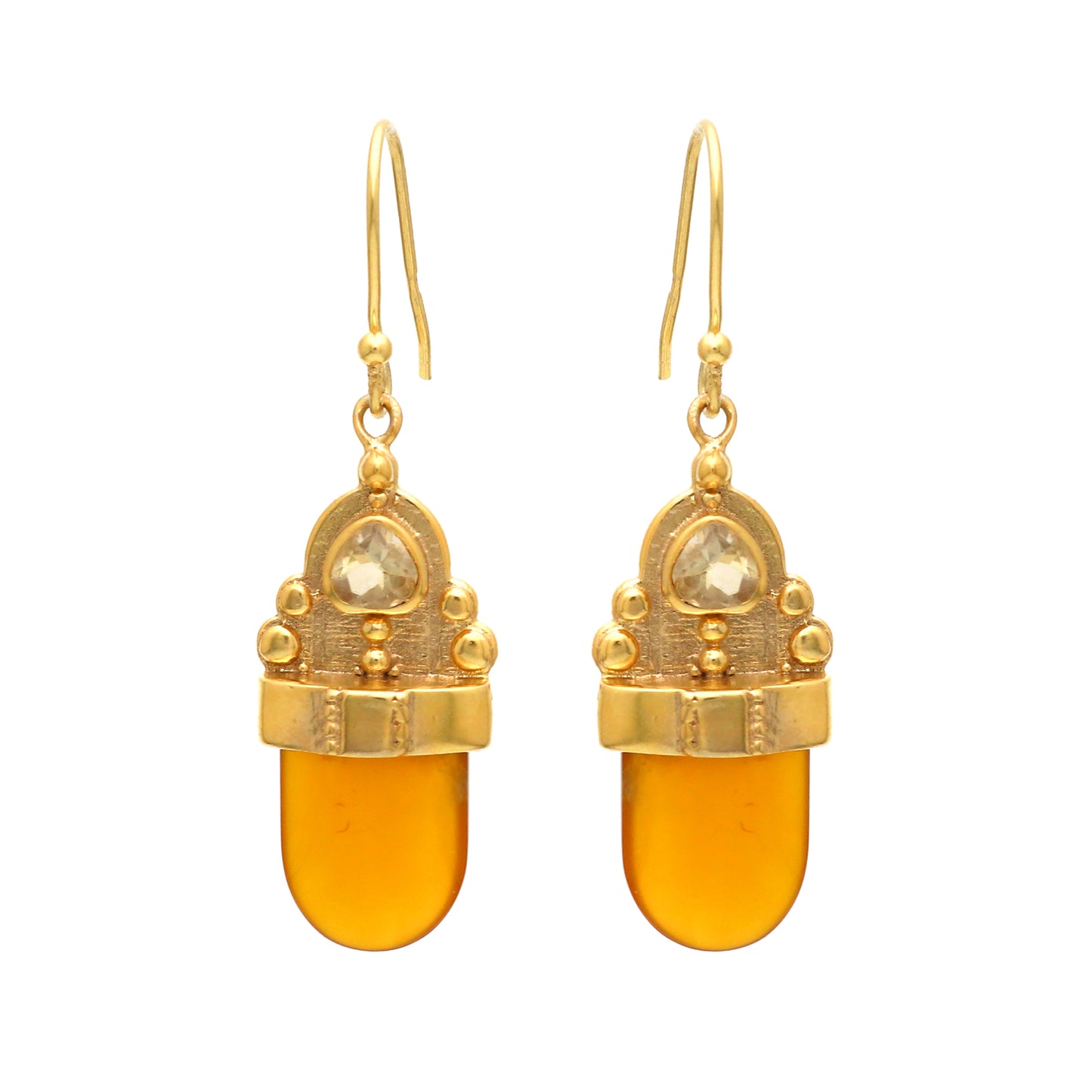 Citrine and chalcedony earring in gold plated 925 sterling silver
