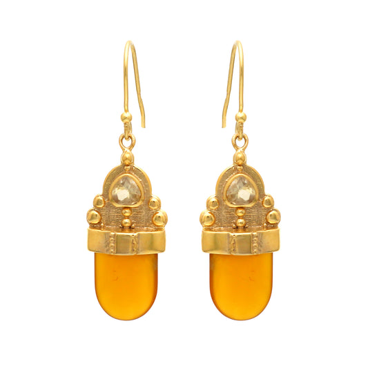 Citrine and chalcedony earring in gold plated 925 sterling silver