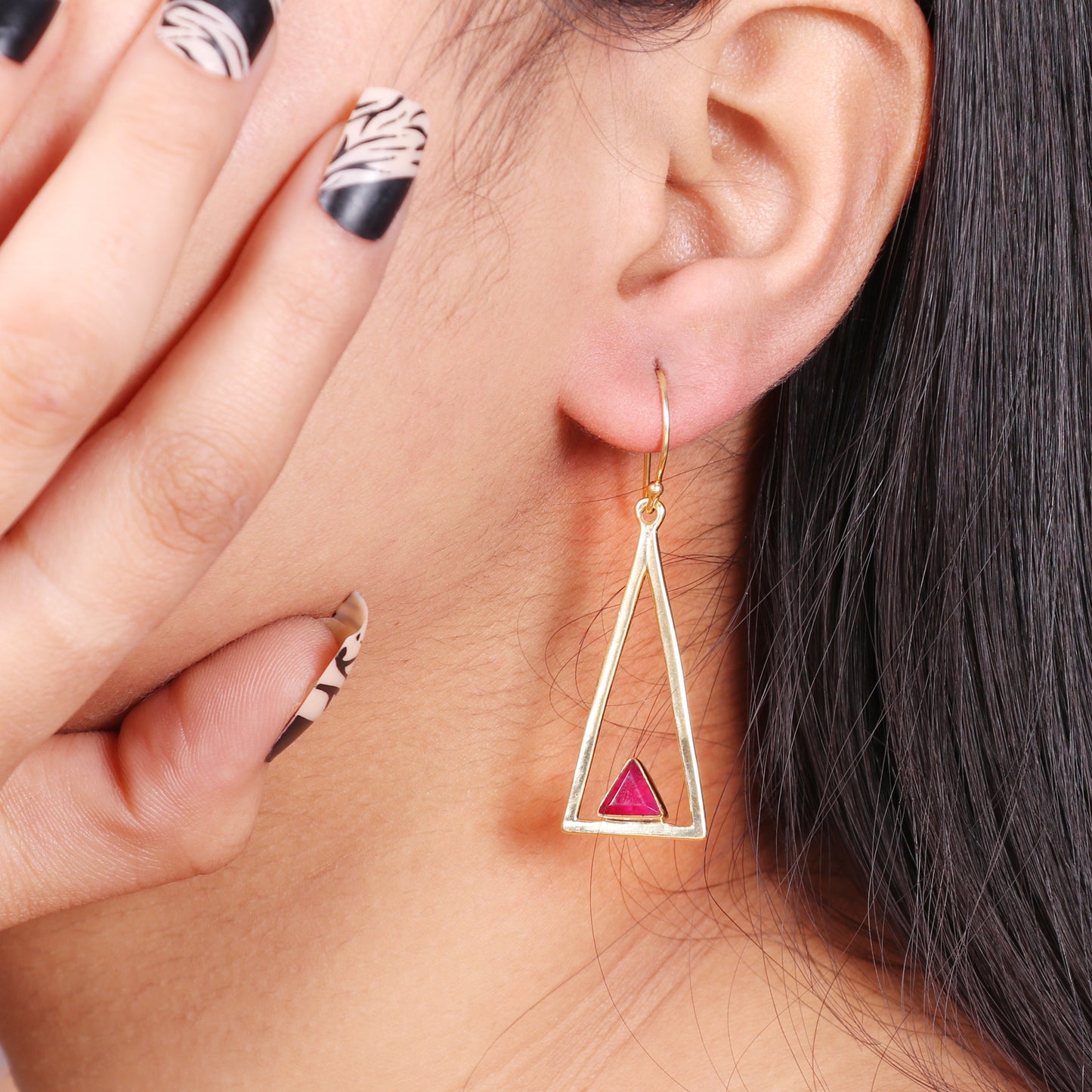 Ruby gemstone earring in gold plated 925 sterling silver