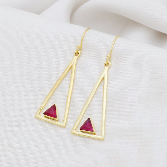 Ruby gemstone earring in gold plated 925 sterling silver