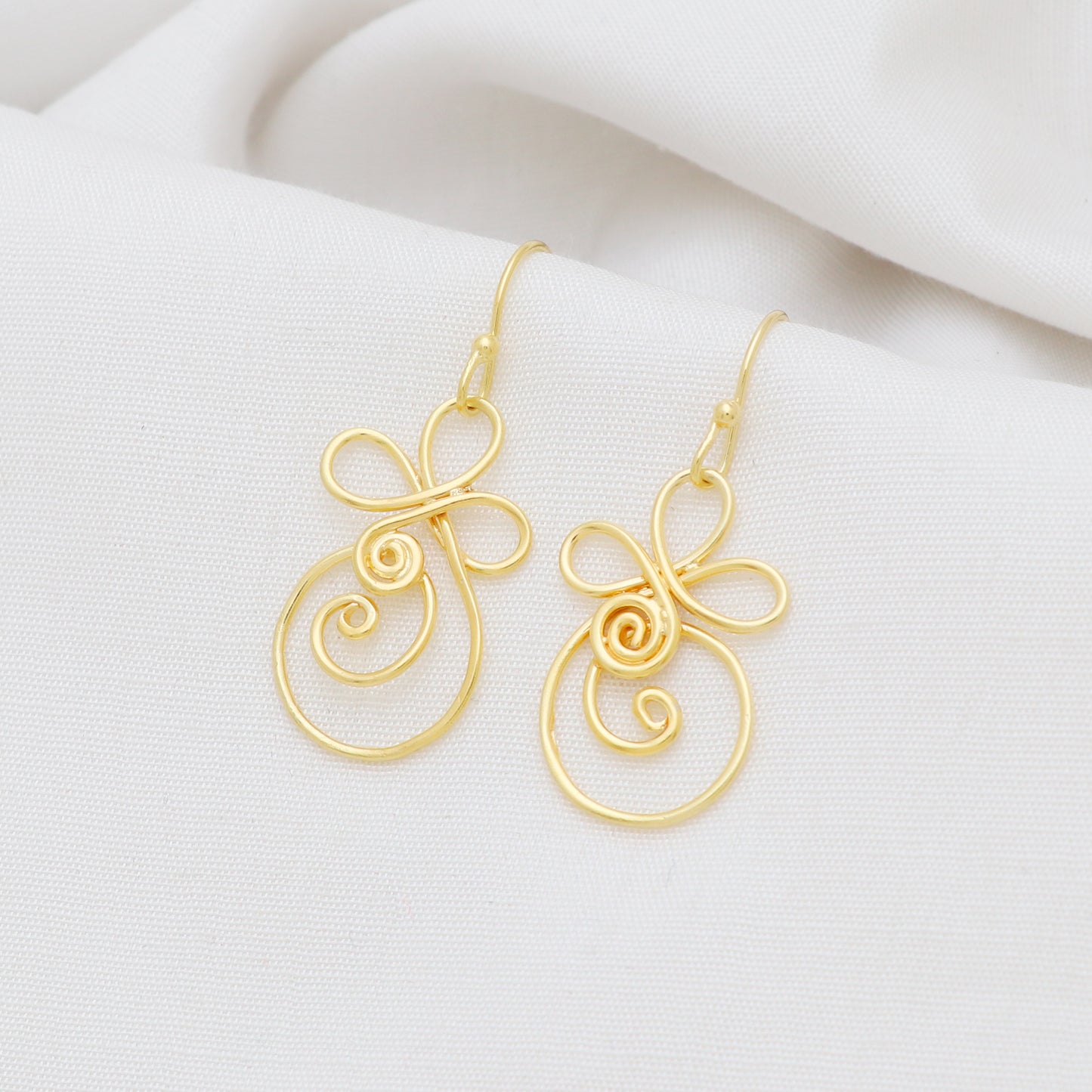Gold plated 925 sterling silver dangler earrings