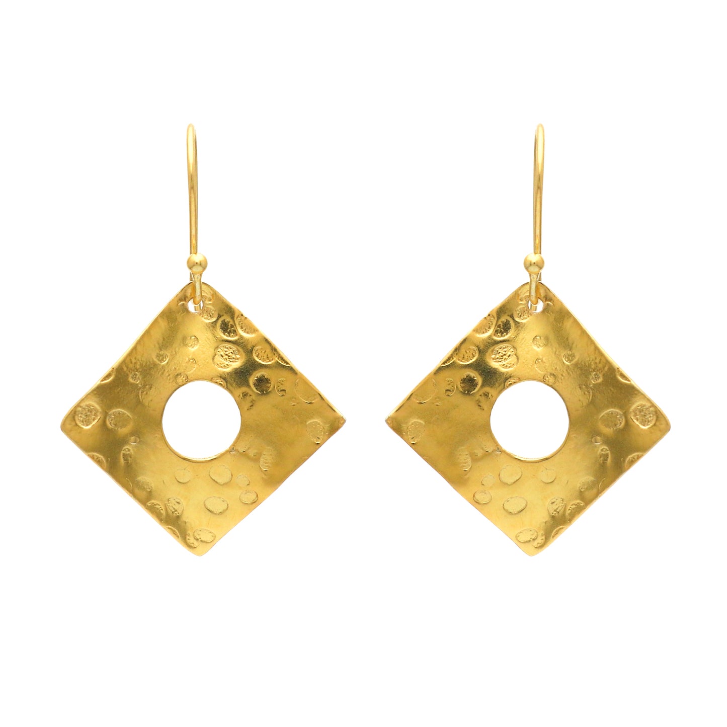 Gold plated 925 sterling silver textured earrings