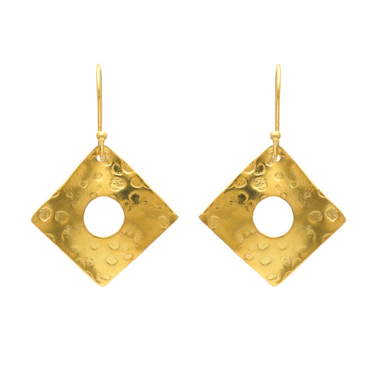 Gold plated 925 sterling silver textured earrings