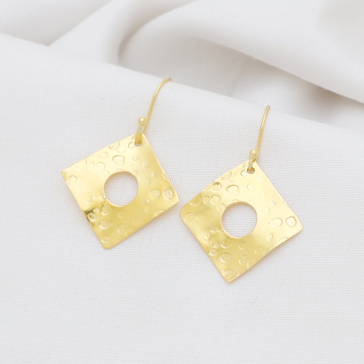 Gold plated 925 sterling silver textured earrings