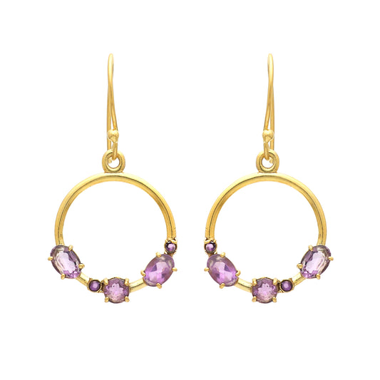 Amethyst gemstone earring in gold plated 925 sterling silver