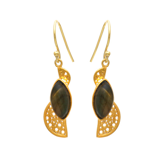 Labradorite earring in gold plated 925 sterling silver
