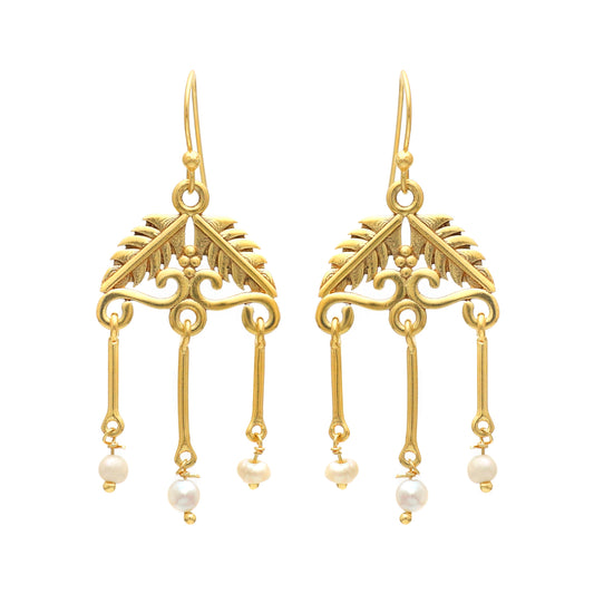 Gold plated 925 sterling silver earrings with pearl gemstone