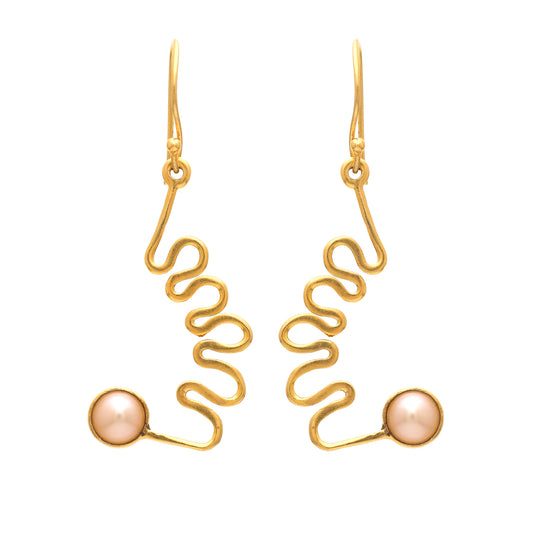 Pearl gemstone earring in gold plated 925 sterling silver