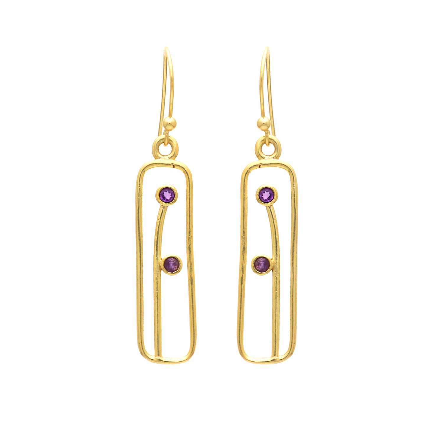 Amethyst gemstone earring in gold plated 925 sterling silver
