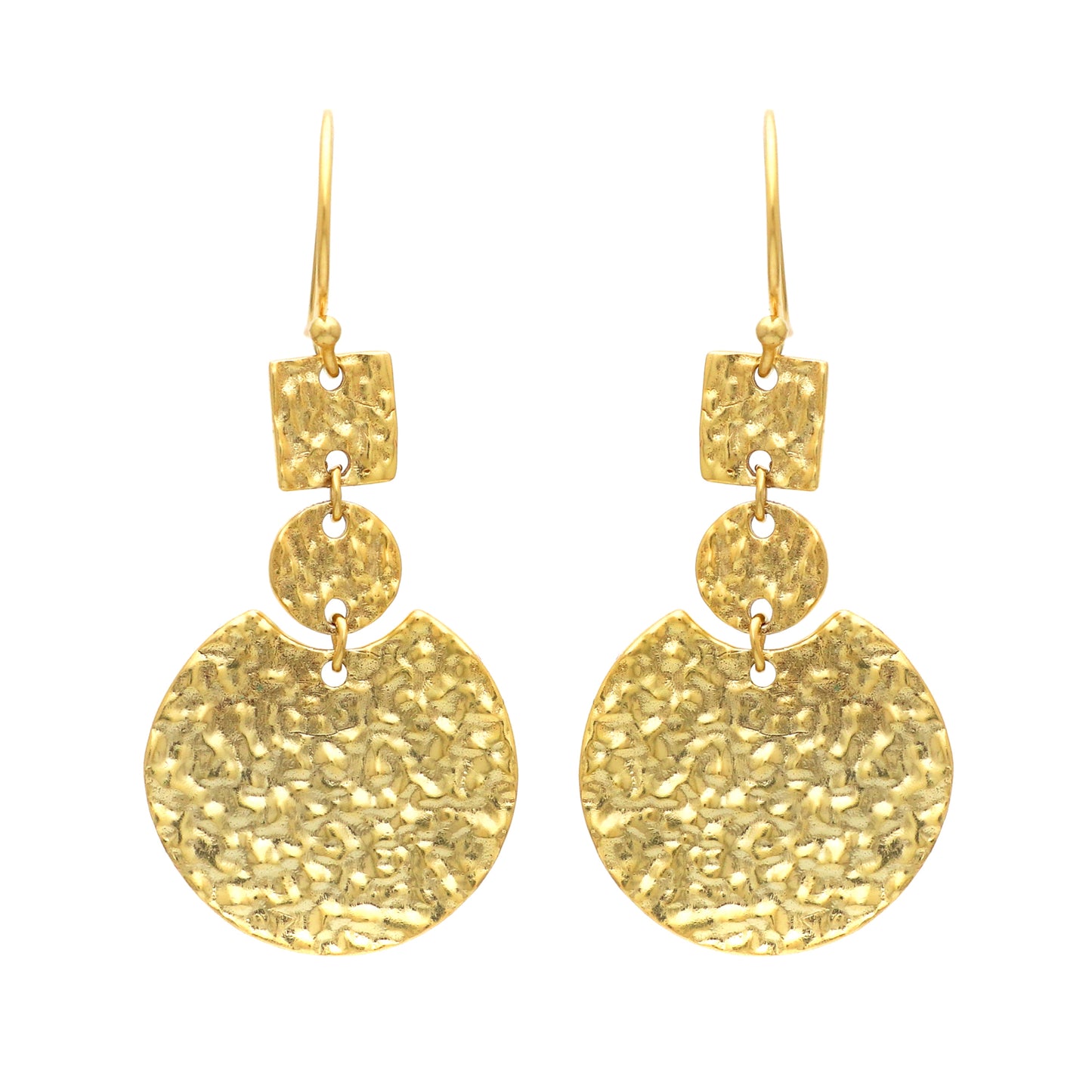 Gold plated 925 sterling silver textured earrings