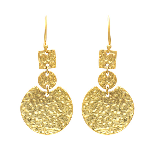 Gold plated 925 sterling silver textured earrings