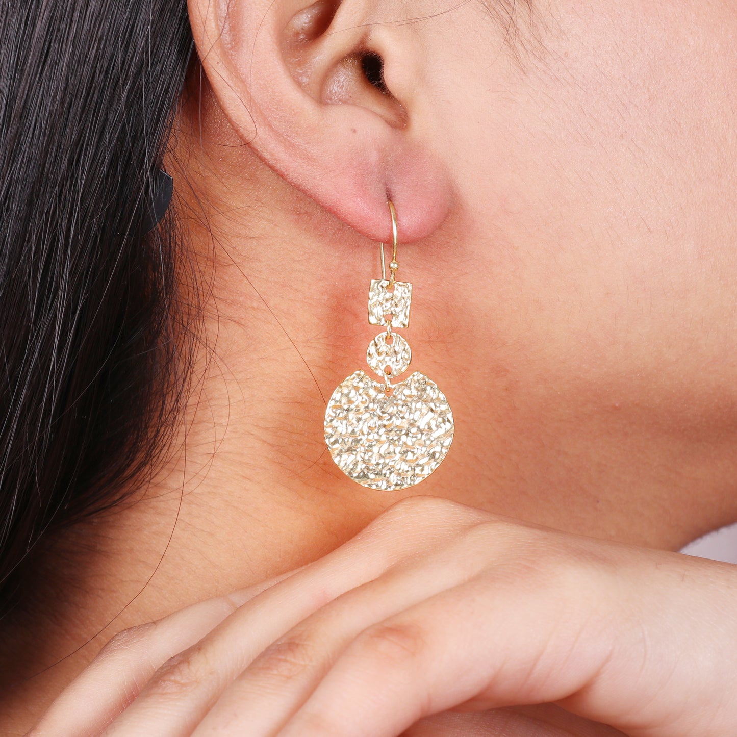 Gold plated 925 sterling silver textured earrings