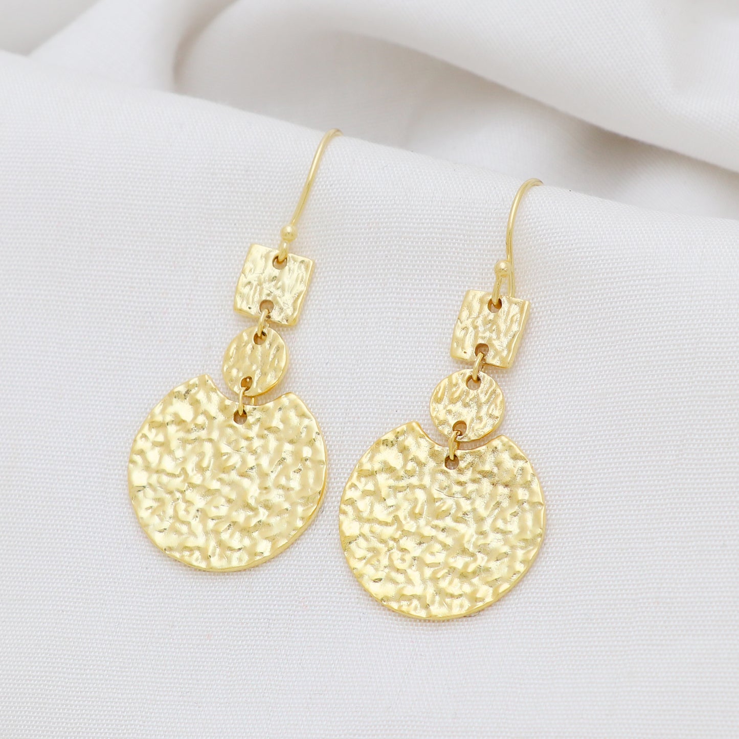 Gold plated 925 sterling silver textured earrings