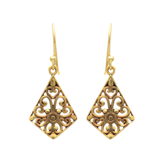 Filigree gold plated 925 sterling silver earrings